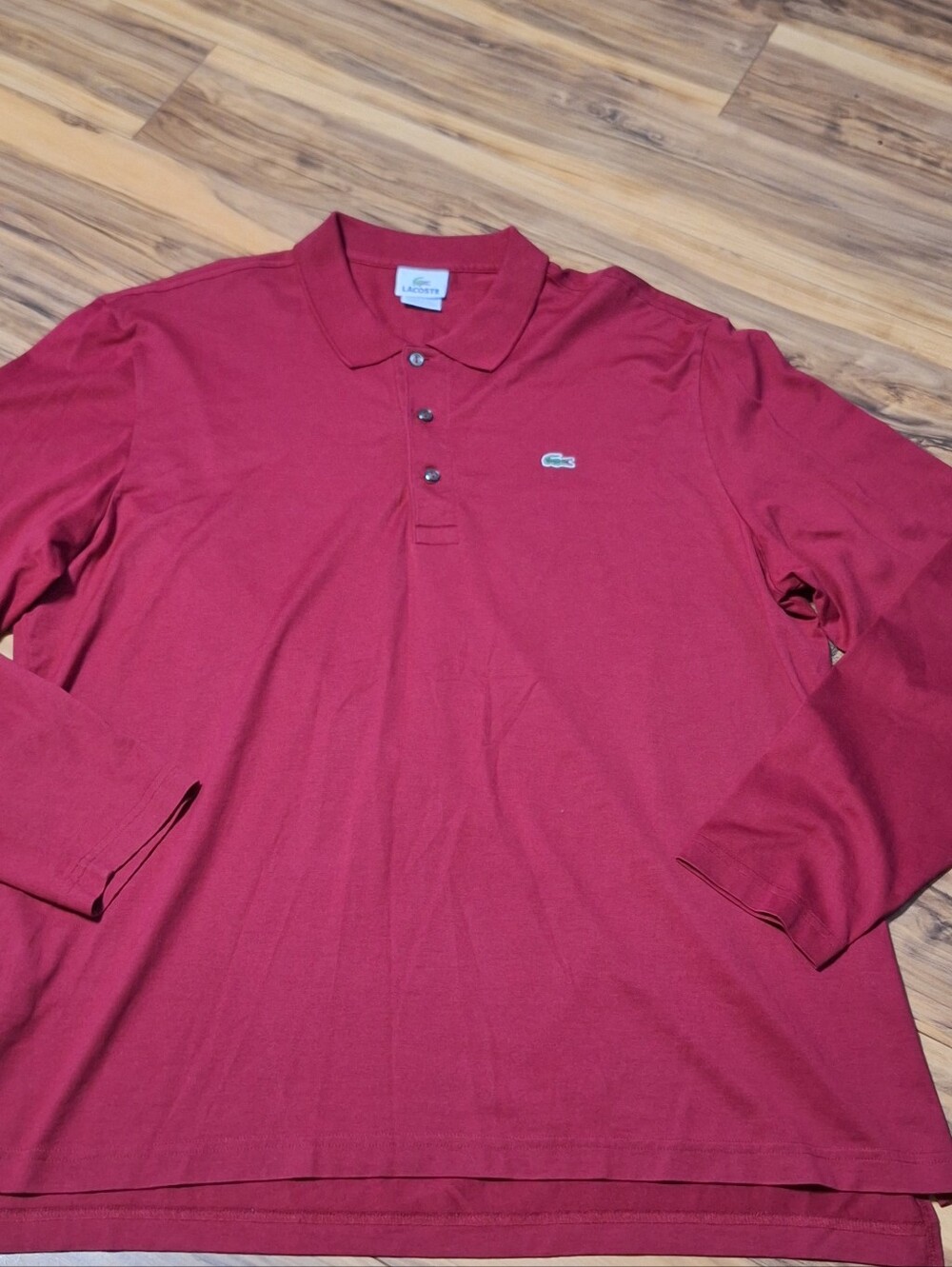 Lacoste mens size 7 or US XXL burgundy polo long sleeve shirt croc logo golf
